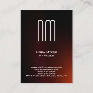 Carte De Visite Monogramme brun rouge simple uni plain unique