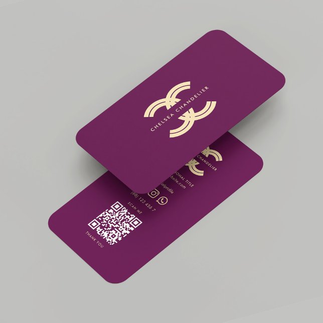 Carte De Visite Monogramme C Luxe Purple Professionnel (Modern Monogram C Luxury Purple Professional Business Card
)