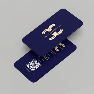 Carte De Visite Monogramme C Midnight Blue Gold Professional