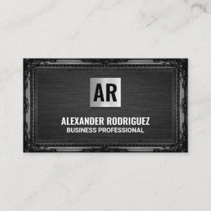 Carte De Visite Monogramme Cadre noir antique