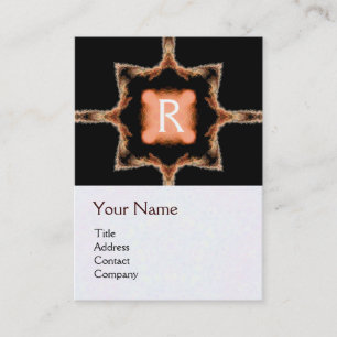 Carte De Visite MONOGRAMME CARRÉ ÉLÉGANT rouge marron blanc,noir