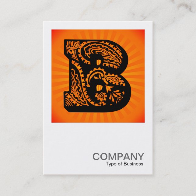 Carte De Visite Monogramme carré - Paisley Sunburst - B (Devant)