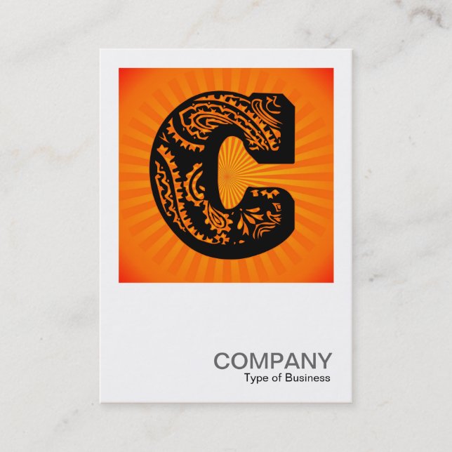 Carte De Visite Monogramme carré - Paisley Sunburst - C (Devant)