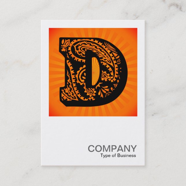 Carte De Visite Monogramme carré - Paisley Sunburst - D (Devant)