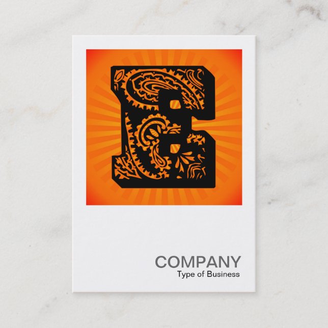 Carte De Visite Monogramme carré - Paisley Sunburst - E (Devant)