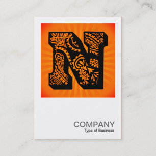 Carte De Visite Monogramme carré - Paisley Sunburst - N