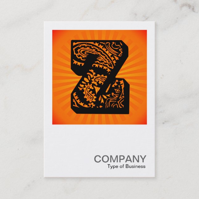 Carte De Visite Monogramme carré - Paisley Sunburst - Z (Devant)