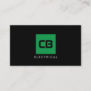 Carte De Visite Monogramme Carré vert, Électrique