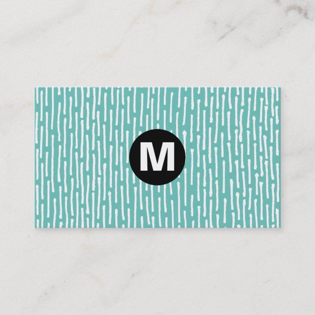 Carte De Visite Monogramme central - Lignes - Aqua pâle (Devant)