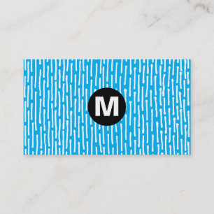 Carte De Visite Monogramme central - Lignes - bleu 00b0ef
