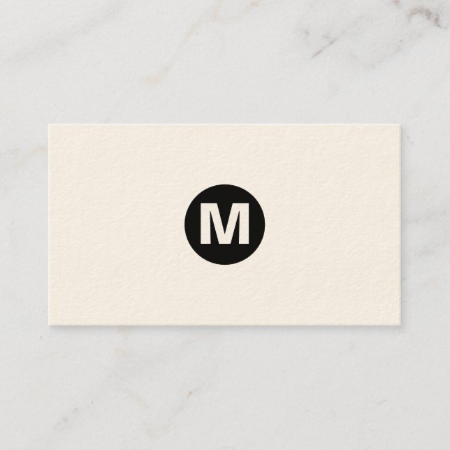 Carte De Visite Monogramme central - Noir sur blanc (crème) (Devant)