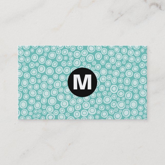 Carte De Visite Monogramme central - Spots - Turquoise (Devant)
