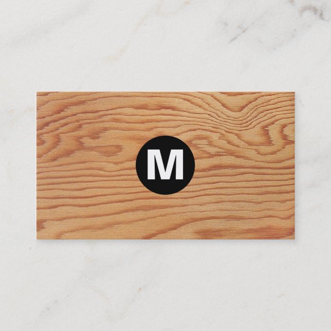 Carte De Visite Monogramme central - Texture du bois (Devant)