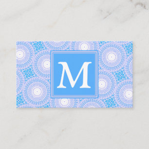 Carte De Visite Monogramme Cercles bleu électrique motif