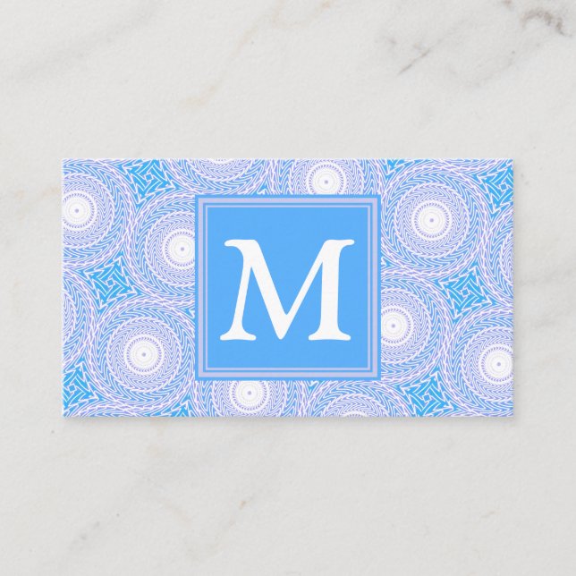 Carte De Visite Monogramme Cercles bleu électrique motif (Devant)