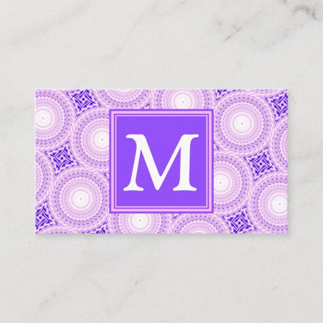 Carte De Visite Monogramme cercles violets motif (Devant)