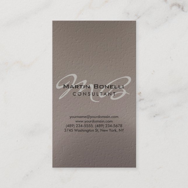 Carte de visite Monogramme Chic Vertical (Devant)