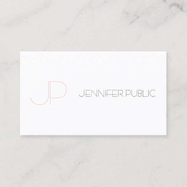 Carte De Visite Monogramme Classe Design Simple Professionnel Uni (Devant)