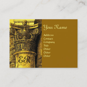 Carte De Visite MONOGRAMME CLASSIQUE 2 rouge vif jaune