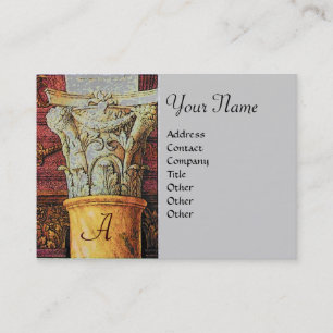 Carte De Visite MONOGRAMME CLASSIQUE, brun clair, gris, jaune