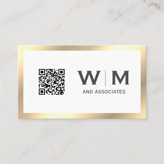 Carte De Visite Monogramme classique Gold Executive | CODE QR (Devant)