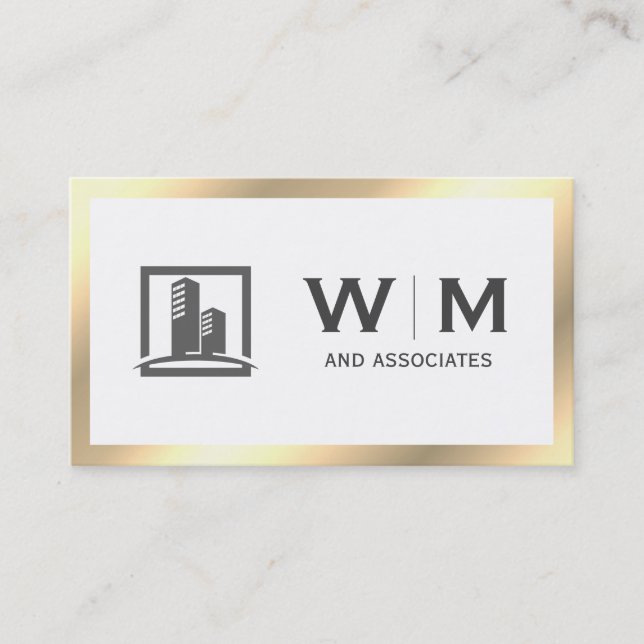 Carte De Visite Monogramme classique Gold Executive | Entreprise (Devant)