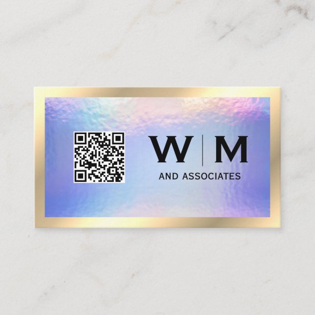 Carte De Visite Monogramme classique Gold Executive | Pile Iridesc (Devant)