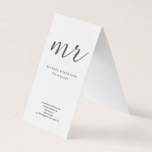 Carte De Visite Monogramme Classique Gris Blanc Minimaliste Simple