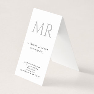 Carte De Visite Monogramme Classique Gris Blanc Minimaliste Simple