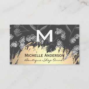Carte De Visite Monogramme classique Motif floral tendance