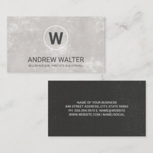 Carte De Visite Monogramme classique Texture gris simple