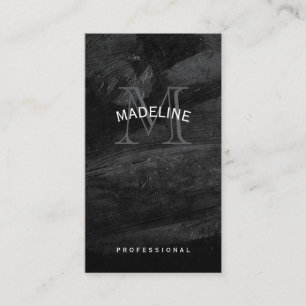 Carte De Visite Monogramme classique Texture noire