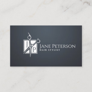 Carte De Visite monogramme coiffeur simple