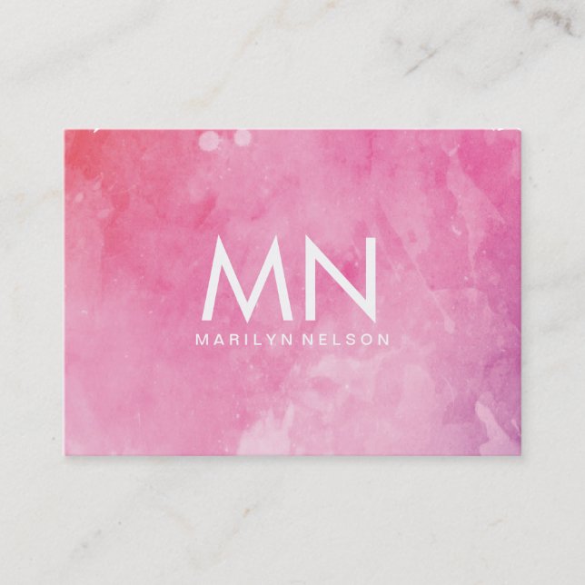 Carte De Visite Monogramme couleur eau rose (Devant)