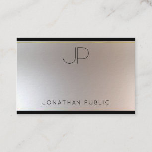 Carte De Visite Monogramme créatif Argent argenté Élégant Luxe