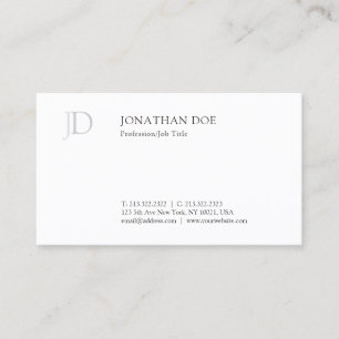 Carte De Visite Monogramme créatif moderne blanc Modèle simple