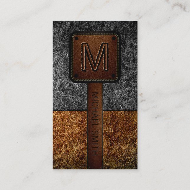 Carte De Visite Monogramme Cuir Look #10 (Devant)