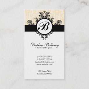 Carte De Visite Monogramme Damask (crème)