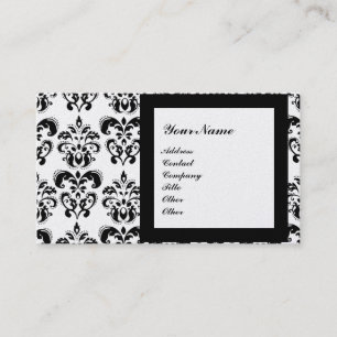 Carte De Visite MONOGRAMME DAMASK GEMME, 3 platine