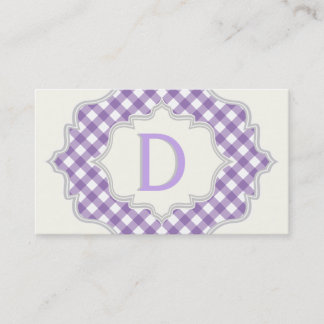 Carte De Visite Monogramme dans un cadre avec cachemire violet bla