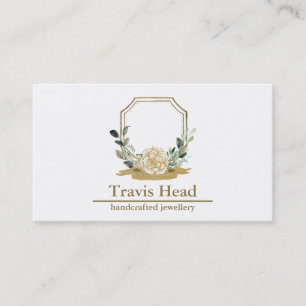 Carte De Visite Monogramme d'aquarelle Fleur sauvage professionnel