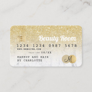 Carte De Visite Monogramme de beauté en marbre de parties scintil