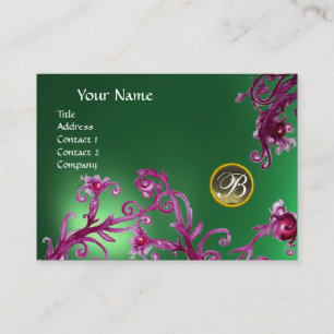 Carte De Visite MONOGRAMME DE BÉRIES MAGIQUES, vert Jade de Gray A
