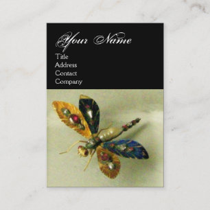 Carte De Visite MONOGRAMME DE BIJOUX ANTIQUE DRAGONFLY, Blanc noir