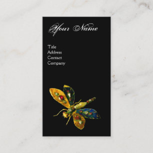 Carte De Visite MONOGRAMME DE BIJOUX ANTIQUE DRAGONFLY ; Rose noir