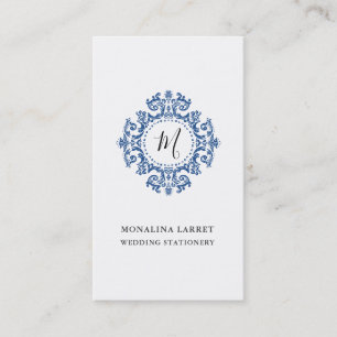 Carte De Visite Monogramme de cadre ornemental minimaliste élégant