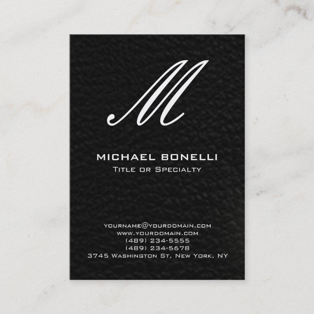 Carte De Visite monogramme de calligraphie noir & blanc tendance (Devant)