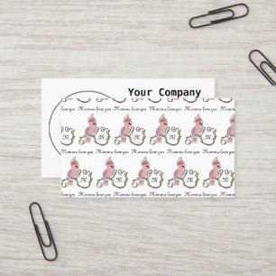 Carte De Visite Monogramme de Cockatoo rose Whimsical