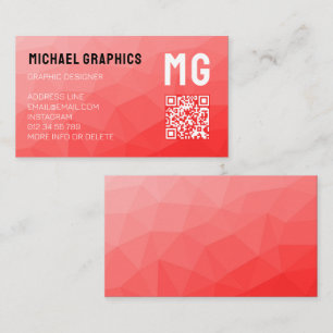 Carte De Visite Monogramme de code QR à motif géométrique en maill