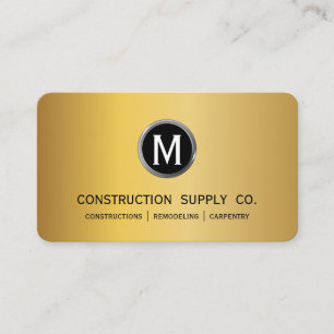 Carte De Visite Monogramme de construction moderne LOGO Métal d'or